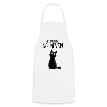 Me sarcastic? Never! - Schwarze Katze mit Humor - Kochschürze - Weiß - Vorne - AI Model Male 185 dark (185cm)