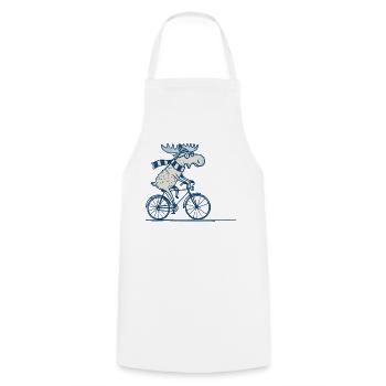 Moose Bicycle Cartoon Design with Humor in Retro - Cooking Apron - white - Front - AI Model Male 185 dark (185cm)