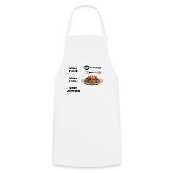 Spaghetti Bolognese Pinsel Farbe Leinwand Pasta - Kochschürze - Weiß - Vorne - AI Model Male 185 dark (185cm)