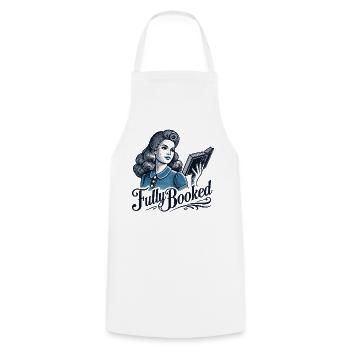 Retro Bookish Girl Book Lover Saying - Cooking Apron - white - Front - AI Model Male 185 dark (185cm)