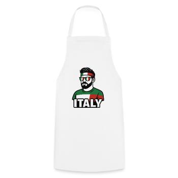 Design de ventilateur en Italie avec une figurine cool – Look Italie - Tablier de cuisine - blanc - Devant - AI Model Male 185 dark (185cm)