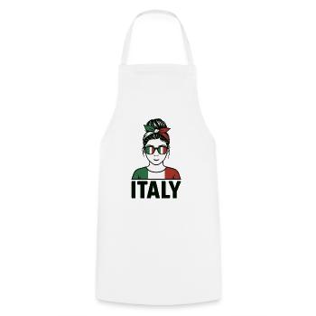 Italie Fan Design Femme – Look Italie avec Bandana - Tablier de cuisine - blanc - Devant - AI Model Male 185 dark (185cm)