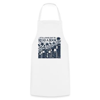 Bookworm Bookworm Funny Book Saying Floral - Cooking Apron - white - Front - AI Model Male 185 dark (185cm)