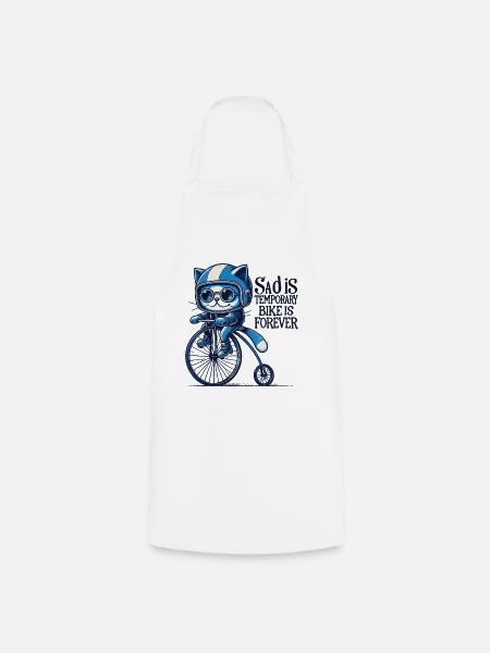 Cats Bicycle Design with Saying for Cyclists - Cooking Apron - white