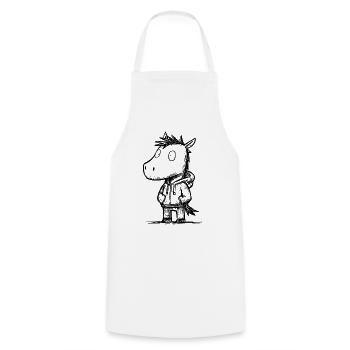 Kawaii Pferd Cartoon Skizze – niedliches Motiv - Kochschürze - Weiß - Vorne - AI Model Male 185 dark (185cm)