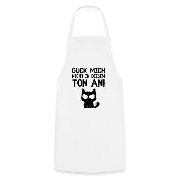 Guck mich nicht so – Zornige Katze Statement - Kochschürze - Weiß - Vorne - AI Model Male 185 dark (185cm)