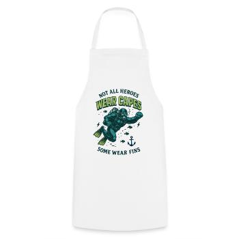 Tous les héros ne portent pas de capes palmes Diver Sea - Tablier de cuisine - blanc - Devant - AI Model Male 185 dark (185cm)