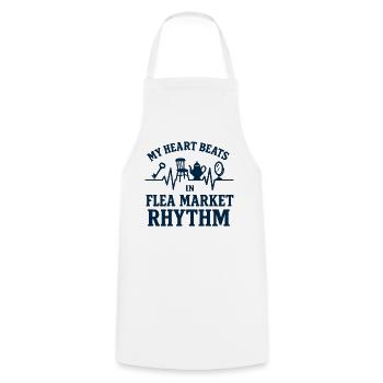 Antique Collector Heartbeat Flea Market Rhythm - Cooking Apron - white - Front - AI Model Male 185 dark (185cm)