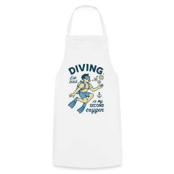 Diving Est. 2005 Is My Second Oxygen - Kochschürze - Weiß - Vorne - AI Model Male 185 dark (185cm)