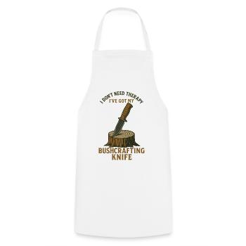 Prepper Bushcrafting Knife Survival Skills - Cooking Apron - white - Front - AI Model Male 185 dark (185cm)
