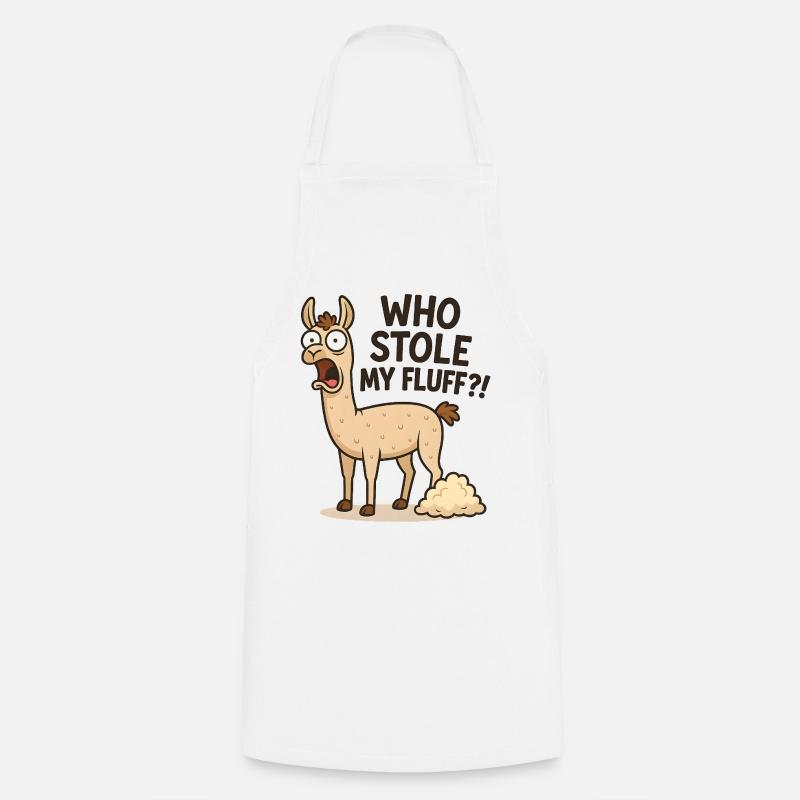 Humorous llama with fluff - Cooking Apron - white