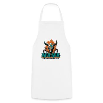 Halloween Mom Skull Flames Checkerboard Pattern - Cooking Apron - white - Front - AI Model Male 185 dark (185cm)