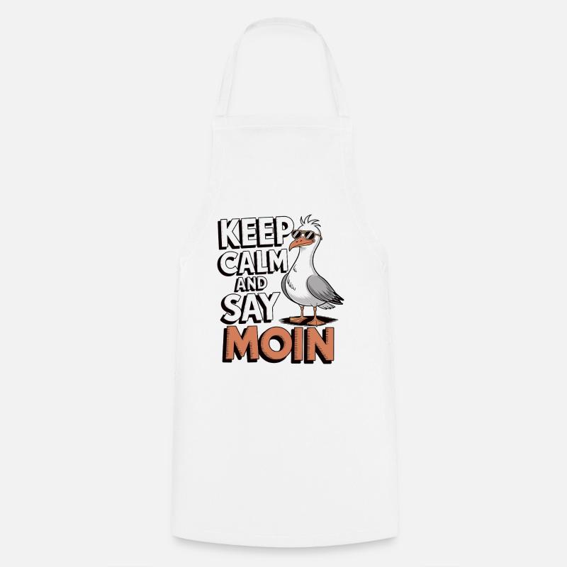 Keep Calm and Say Moin – Coole Möwe - Kochschürze - Weiß