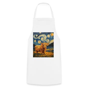 Highland Cow - Cooking Apron - white - Front - AI Model Male 185 dark (185cm)
