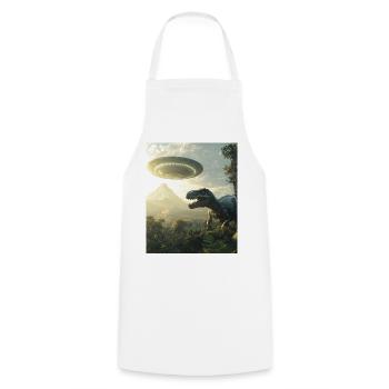 T-Rex Selfie mit UFO - Kochschürze - Weiß - Vorne - AI Model Male 185 dark (185cm)