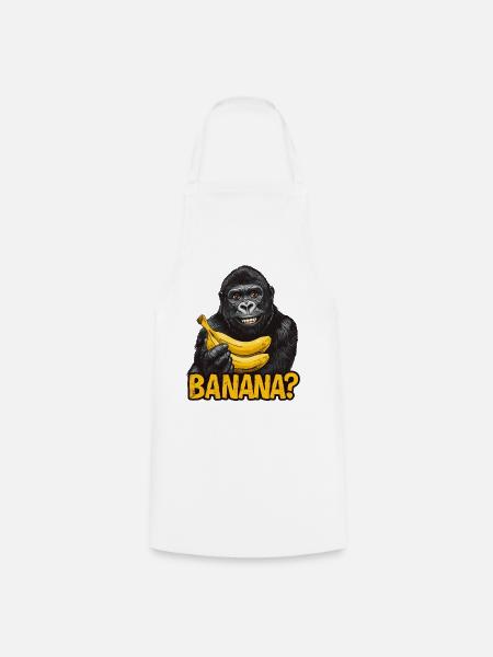 Gorilla mit Bananen - Kochschürze - Weiß