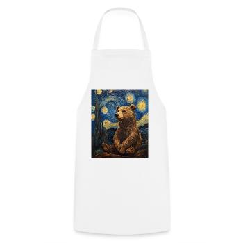 Bear Bears Van Gogh Style Starry Night - Cooking Apron - white - Front - AI Model Male 185 dark (185cm)