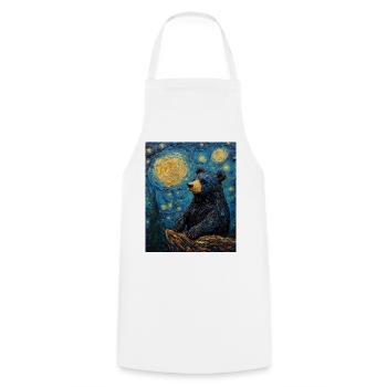 Bear Bears Van Gogh Style Starry Night - Cooking Apron - white - Front - AI Model Male 185 dark (185cm)
