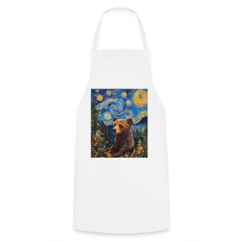 Bear Bears Van Gogh Style Starry Night - Cooking Apron - white - Front - AI Model Male 185 dark (185cm)