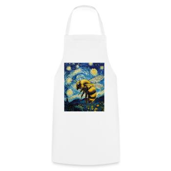 Abeille style Van Gogh Nuit étoilée - Tablier de cuisine - blanc - Devant - AI Model Male 185 dark (185cm)