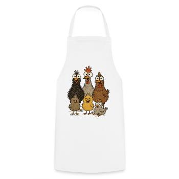Poulets et poussins qui rient - Tablier de cuisine - blanc - Devant - AI Model Male 185 dark (185cm)