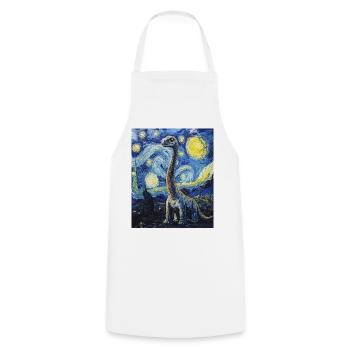 Brachiosaure Dino Style Van Gogh Étoilé - Tablier de cuisine - blanc - Devant - AI Model Male 185 dark (185cm)
