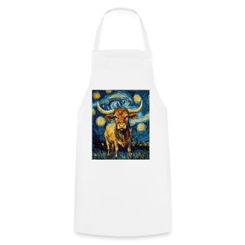 Vache Vaches Taureau Style Van Gogh Étoilé - Tablier de cuisine - blanc - Devant - AI Model Male 185 dark (185cm)