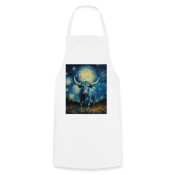 Vache Vaches Taureau Style Van Gogh Étoilé - Tablier de cuisine - blanc - Devant - AI Model Male 185 dark (185cm)