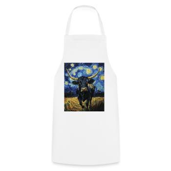 Vache Vaches Taureau Style Van Gogh Étoilé - Tablier de cuisine - blanc - Devant - AI Model Male 185 dark (185cm)