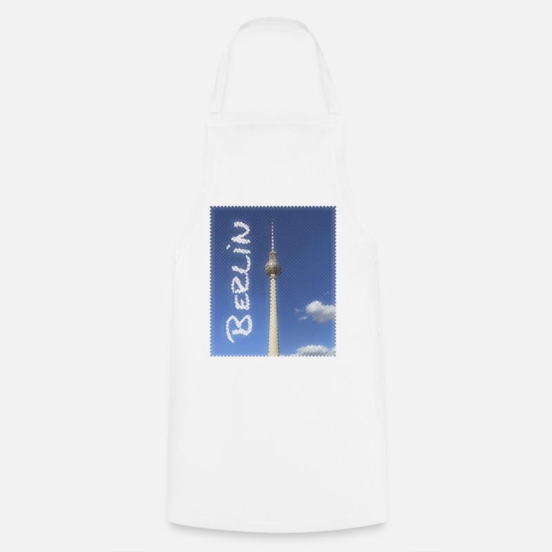 Berlin TV Tower Neon Design - Cooking Apron - white