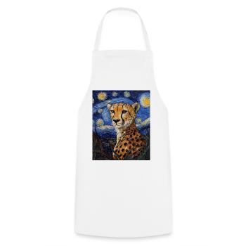 Guépard Léopard Style Van Gogh Étoilé - Tablier de cuisine - blanc - Devant - AI Model Male 185 dark (185cm)
