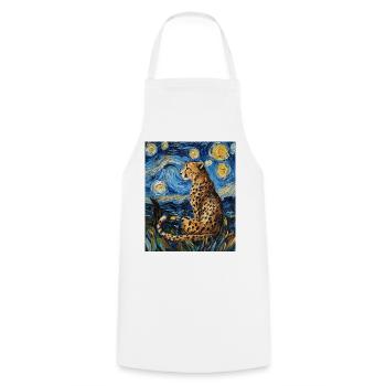 Guépard Léopard Style Van Gogh Étoilé - Tablier de cuisine - blanc - Devant - AI Model Male 185 dark (185cm)