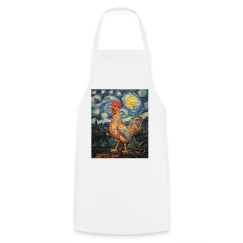 Poulet Coq Poulets Style Van Gogh Étoilé - Tablier de cuisine - blanc - Devant - AI Model Male 185 dark (185cm)