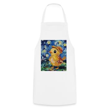 Poussin Poulet Coq Style Van Gogh Étoilé - Tablier de cuisine - blanc - Devant - AI Model Male 185 dark (185cm)