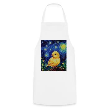 Poussin Poulet Coq Style Van Gogh Étoilé - Tablier de cuisine - blanc - Devant - AI Model Male 185 dark (185cm)