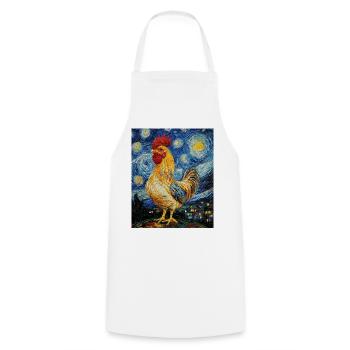 Poulet Coq Poulets Style Van Gogh Étoilé - Tablier de cuisine - blanc - Devant - AI Model Male 185 dark (185cm)