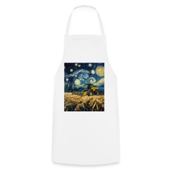 Combine Harvester Farmer Van Gogh Style Starry - Cooking Apron - white - Front - AI Model Male 185 dark (185cm)