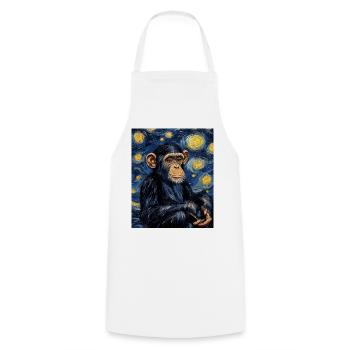 Singe Chimpanzé Style Van Gogh Étoilé - Tablier de cuisine - blanc - Devant - AI Model Male 185 dark (185cm)