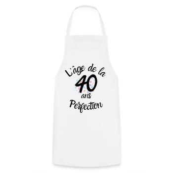 40 years old, the age of perfection - Cooking Apron - white - Front - AI Model Male 185 dark (185cm)