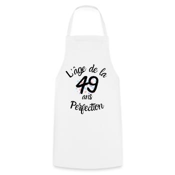 49 years old, the age of perfection - Cooking Apron - white - Front - AI Model Male 185 dark (185cm)