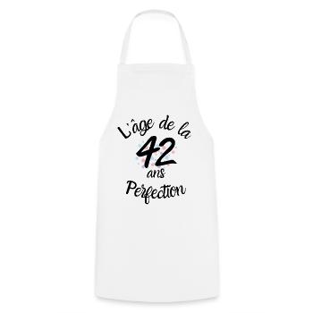 42 years old, the age of perfection - Cooking Apron - white - Front - AI Model Male 185 dark (185cm)
