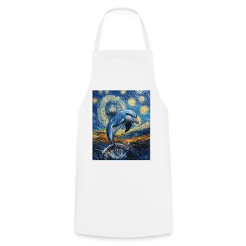 Delfin Van Gogh Style Starry - Cooking Apron - white - Front - AI Model Male 185 dark (185cm)