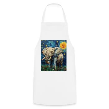 Éléphant Van Gogh Style Nuit étoilée - Tablier de cuisine - blanc - Devant - AI Model Male 185 dark (185cm)