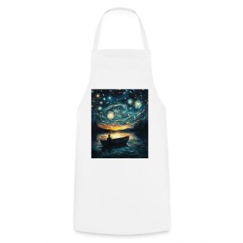 Pêcheur Pêche Angel Van Gogh Style Nuit étoilée - Tablier de cuisine - blanc - Devant - AI Model Male 185 dark (185cm)