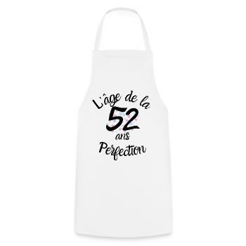 52 years old, the age of perfection - Cooking Apron - white - Front - AI Model Male 185 dark (185cm)