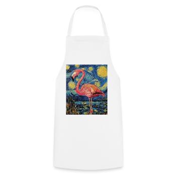 Flamingo Van Gogh Style Nuit étoilée - Tablier de cuisine - blanc - Devant - AI Model Male 185 dark (185cm)
