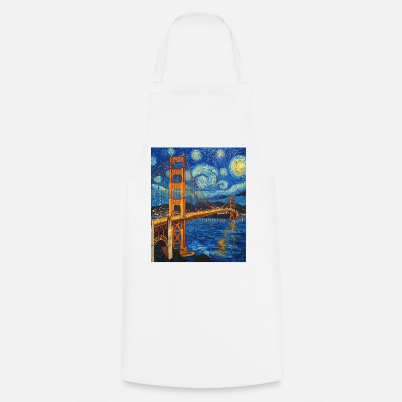 San Francisco Golden Gate Bridge Van Gogh Style - Kochschürze - Weiß