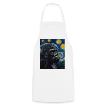Gorille Gorille Singe Style Van Gogh Nuit étoilée - Tablier de cuisine - blanc - Devant - AI Model Male 185 dark (185cm)