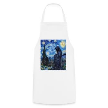 Ghost Van Gogh Style Starry Night - Cooking Apron - white - Front - AI Model Male 185 dark (185cm)
