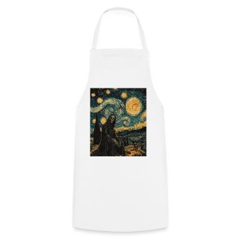 Ghost Skeleton Van Gogh Style Starry Night - Cooking Apron - white - Front - AI Model Male 185 dark (185cm)